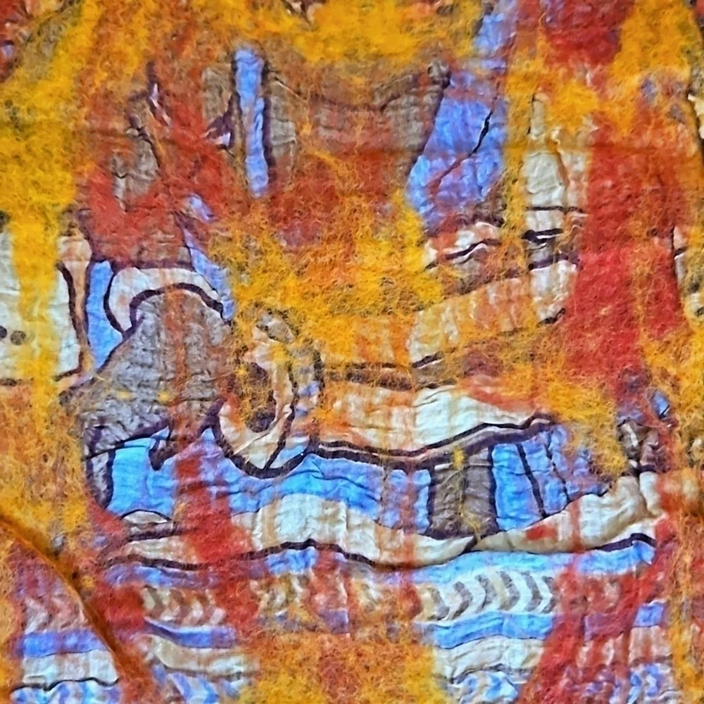 Scarf Handcrafted Wool and Silk New 71x13